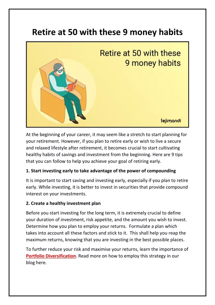 retire at 50 with these 9 money habits