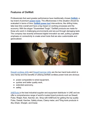 features of Dewalt