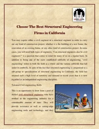 Choose The Best Structural Engineering Firms in California