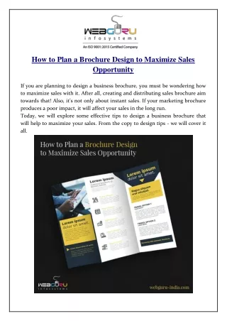 how to plan a brochure design to maximize sales