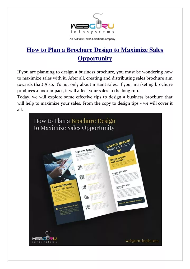 how to plan a brochure design to maximize sales