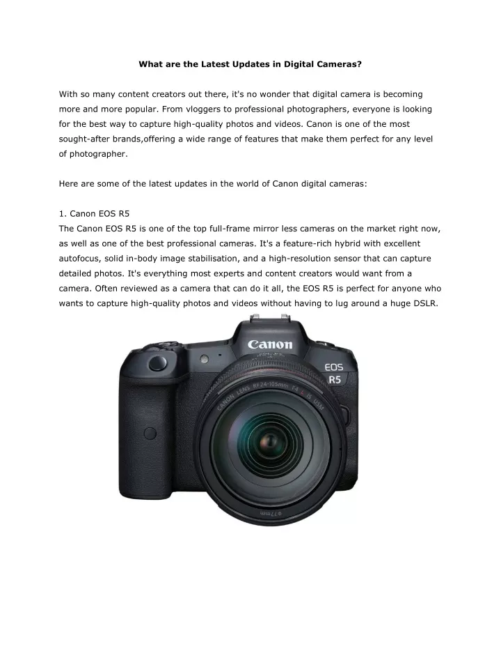 what are the latest updates in digital cameras