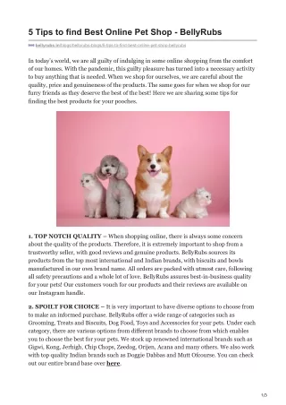 5 Tips to find Best Online Pet Shop - BellyRubs