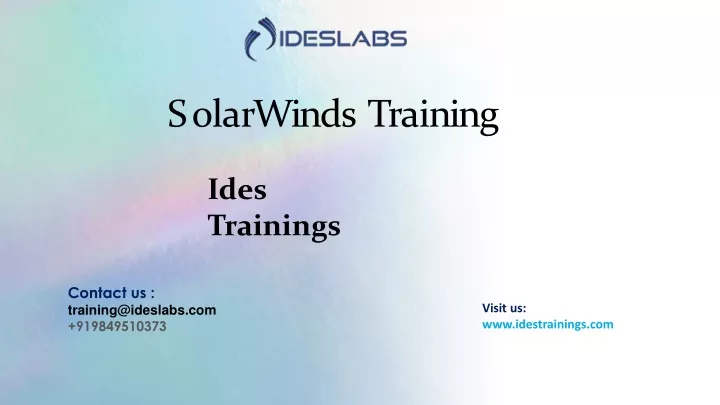 solarwinds training