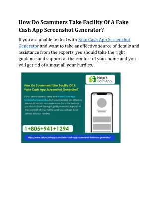 How Do Scammers Take Facility Of A Fake Cash App Screenshot Generator