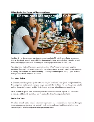 10 benefits of a good restaurant management system