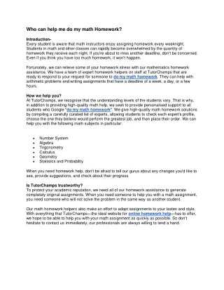 who can help me do my math homework introduction