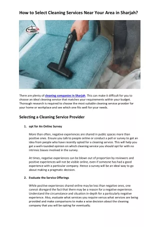 How to Select Cleaning Services Near Your Area in Sharjah