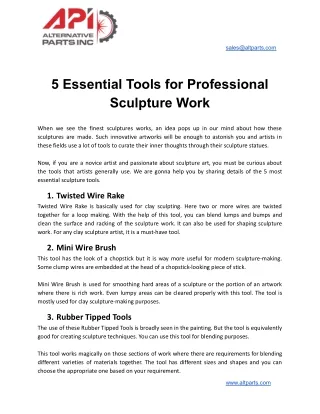 5 Essential Tools for Professional Sculpture Work