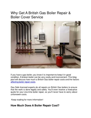 Why Get A British Gas Boiler Repair
