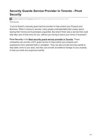 Security Guards Service Provider in Toronto - Pivot Security