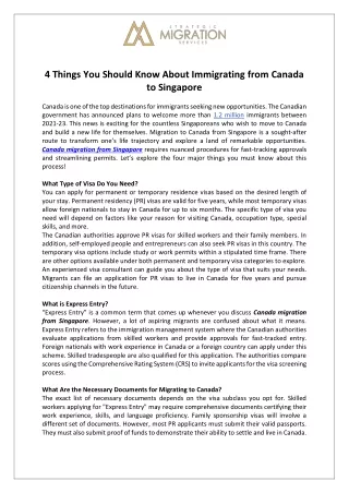 4 things you should know about immigrating from