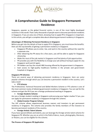 a comprehensive guide to singapore permanent