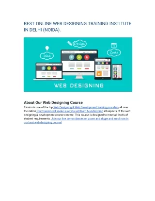 BEST ONLINE WEB DESIGNING TRAINING INSTITUTE IN DELHI (NOIDA).