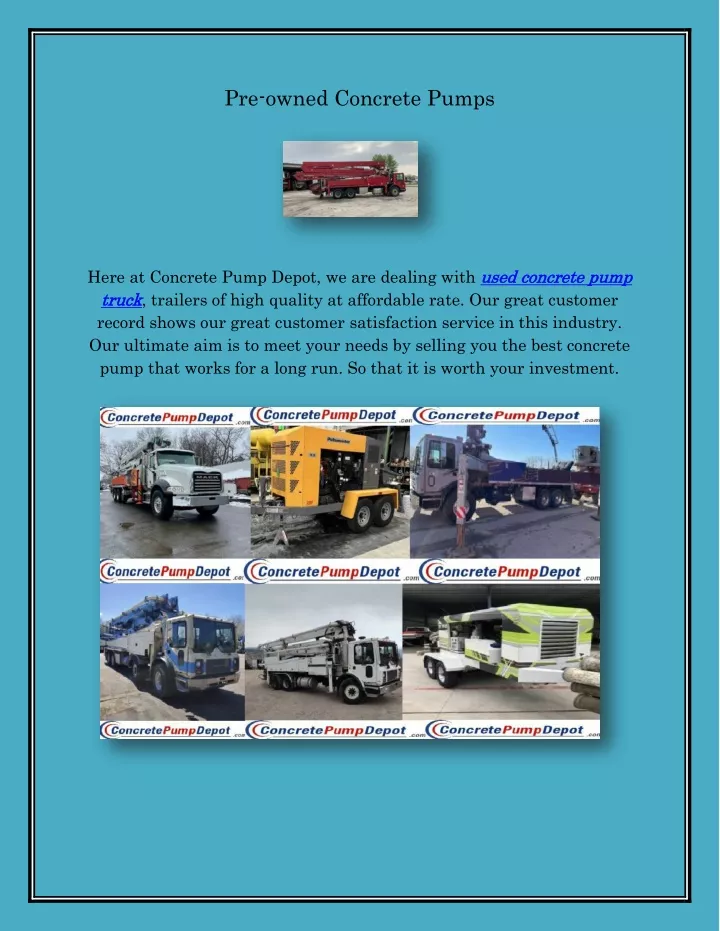 pre owned concrete pumps