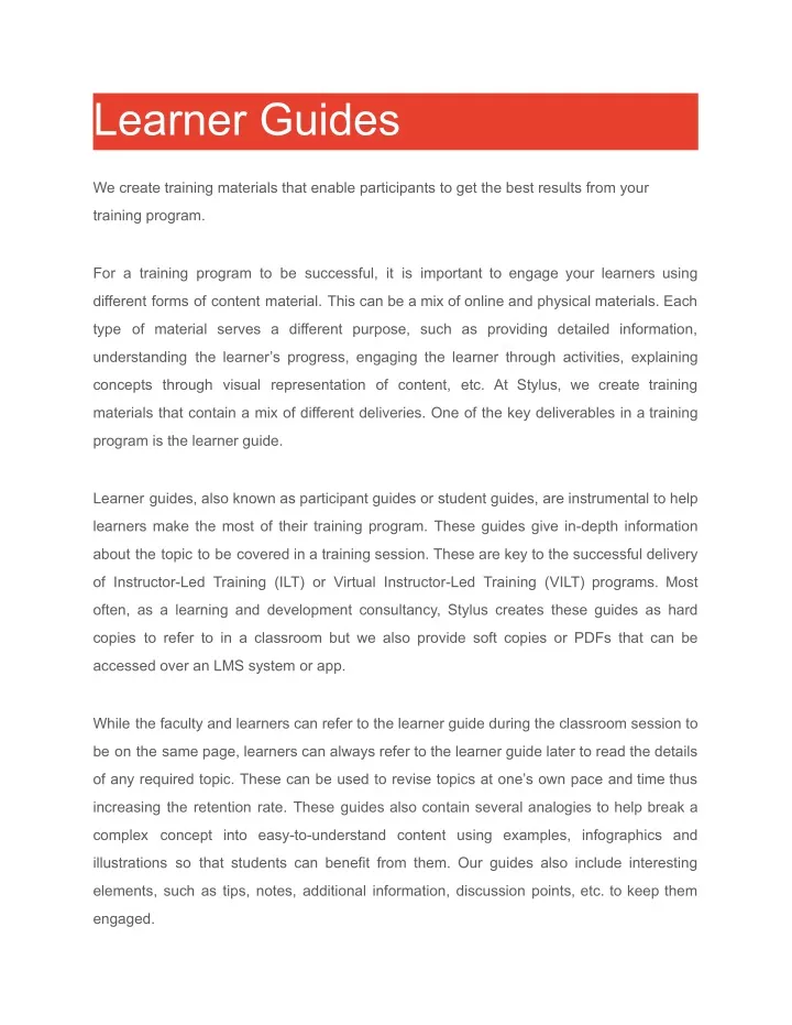 learner guides