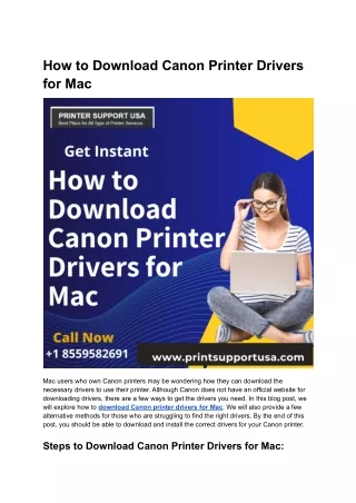 how to download canon printer drivers for mac