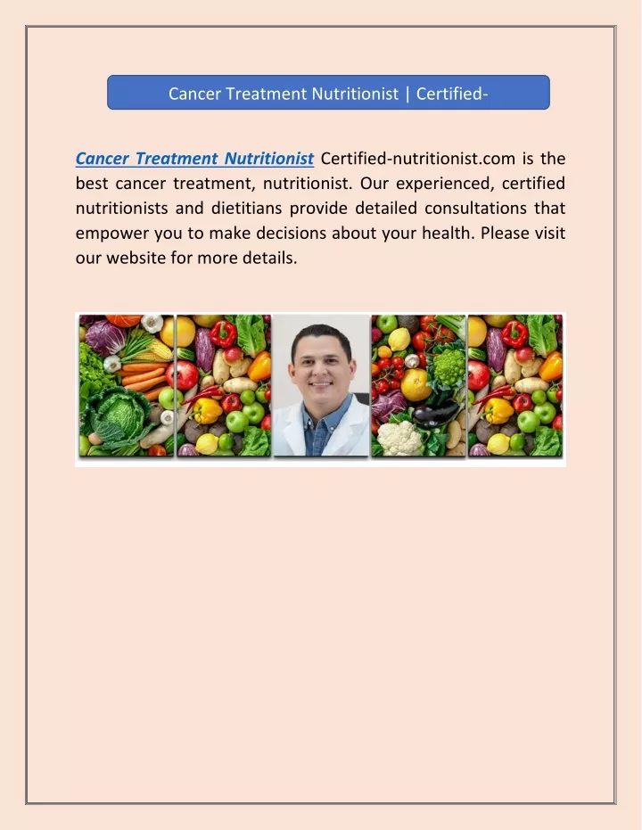 cancer treatment nutritionist certified