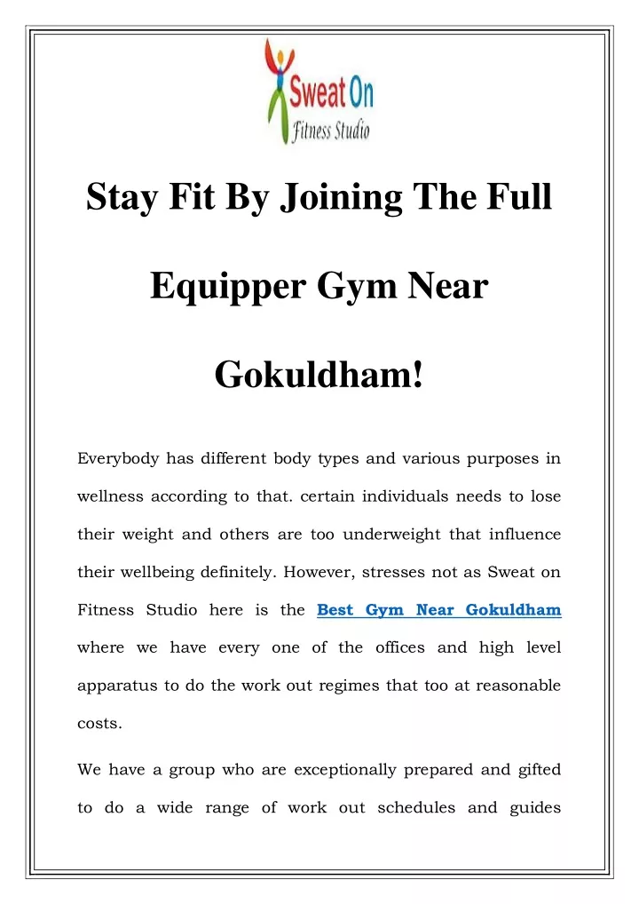 stay fit by joining the full