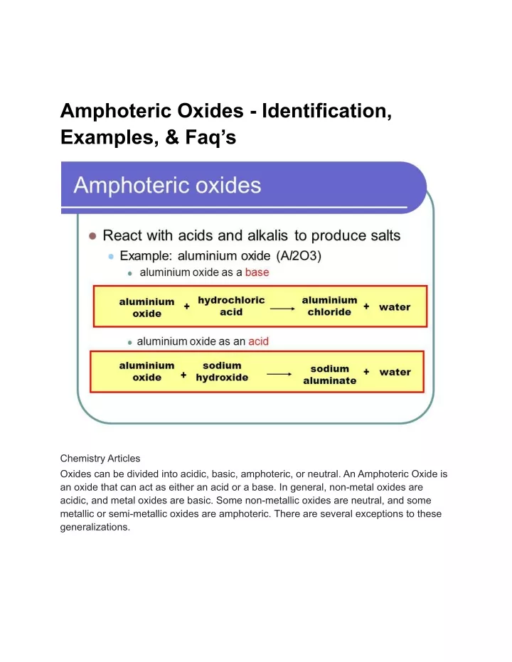 amphoteric oxides identification examples faq s