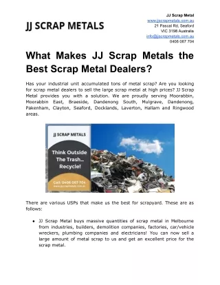 What Makes JJ Scrap Metals the Best Scrap Metal Dealers