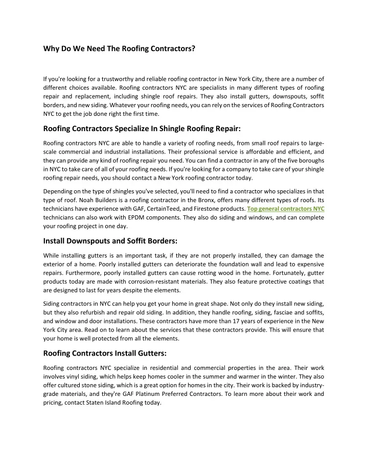PPT Why Do We Need The Roofing Contractors? PowerPoint Presentation