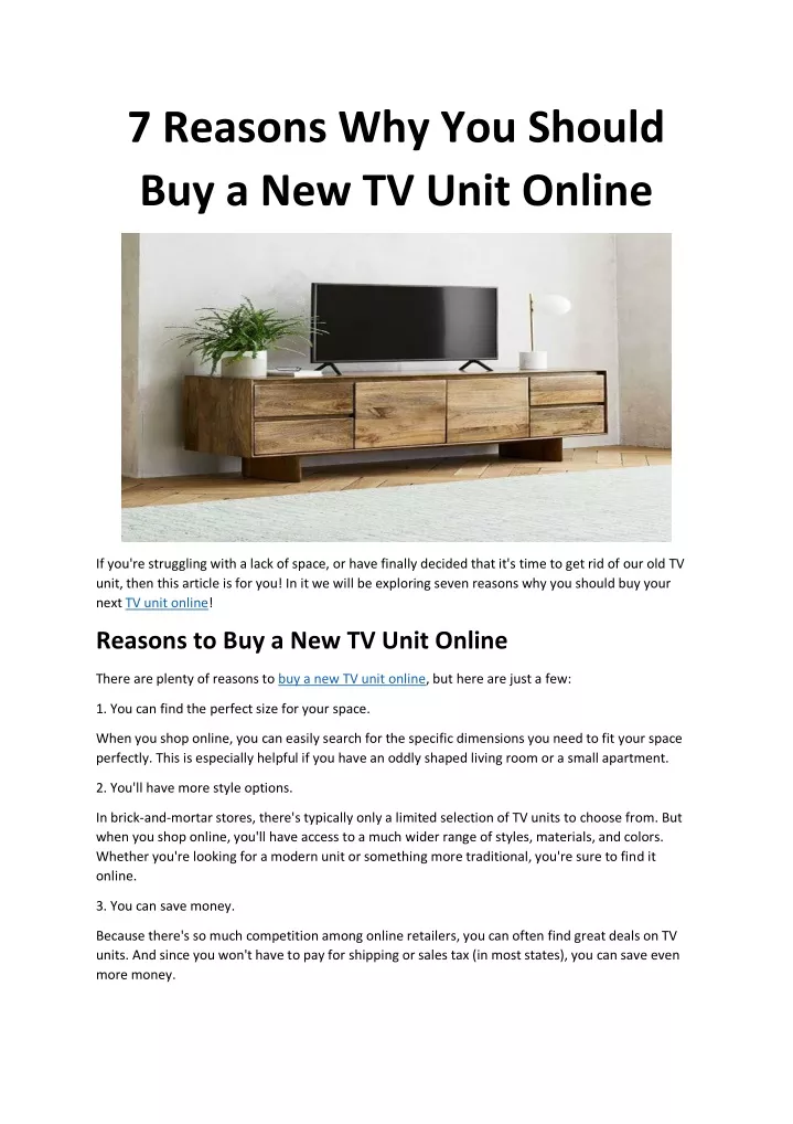 7 reasons why you should buy a new tv unit online