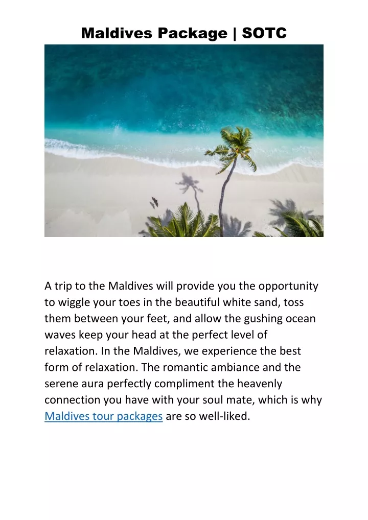 maldives package sotc