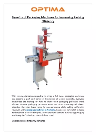 benefits of packaging machines for increasing