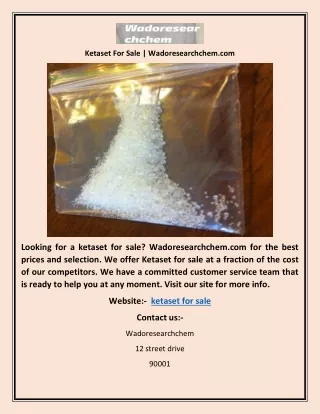 Ketaset For Sale | Wadoresearchchem.com