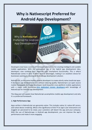 why is nativescript preferred for android