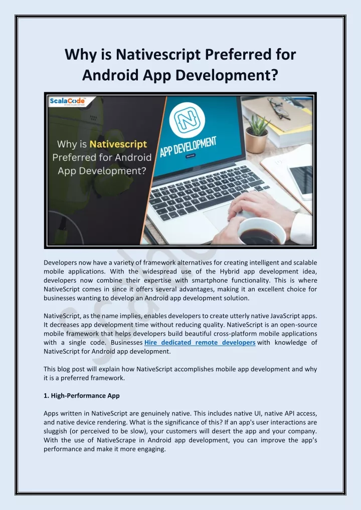 why is nativescript preferred for android