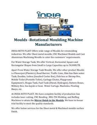 moulds rotational moulding machine manufacturers