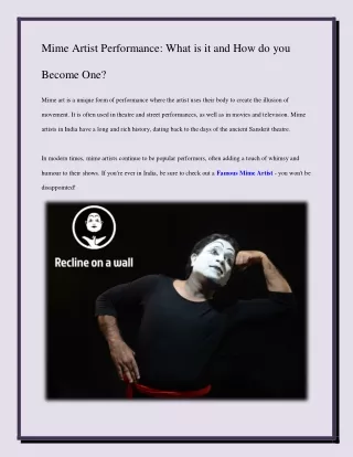 mime artist performance what is it and how do you