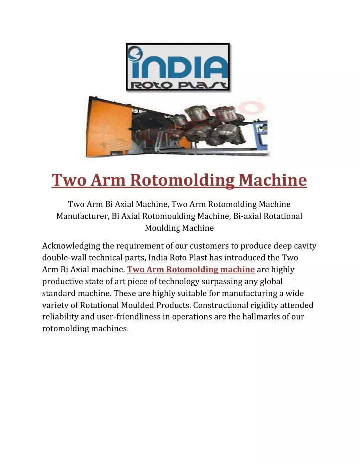 two arm rotomolding machine