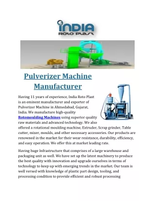 pulverizer machine manufacturer