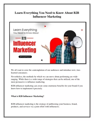 Learn Everything You Need to Know About B2B Influencer Marketing