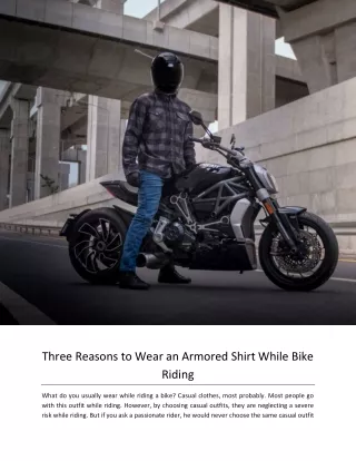Three Reasons to Wear an Armored Shirt While Bike Riding