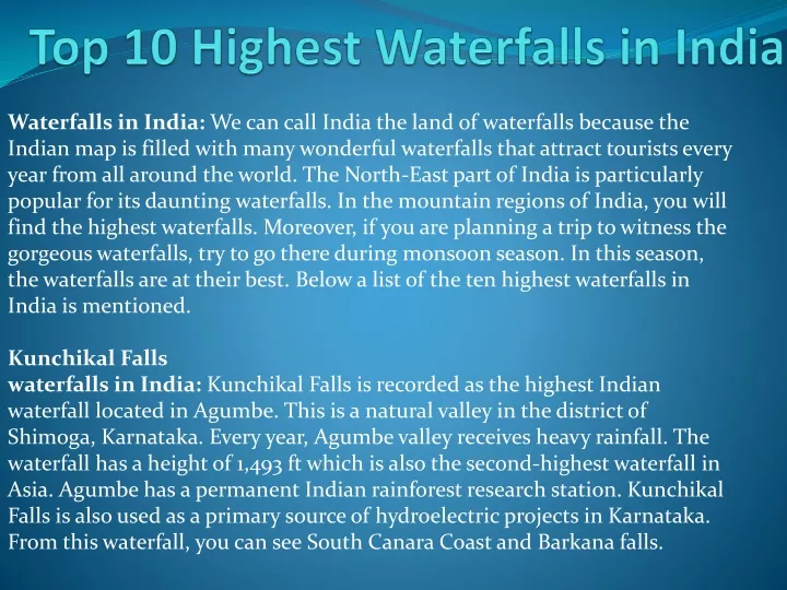 top 10 highest waterfalls in india