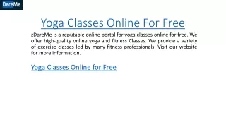 Yoga Classes Online For Free DareMe