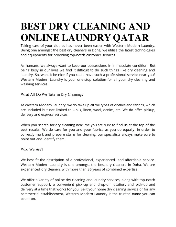 best dry cleaning and online laundry qatar taking
