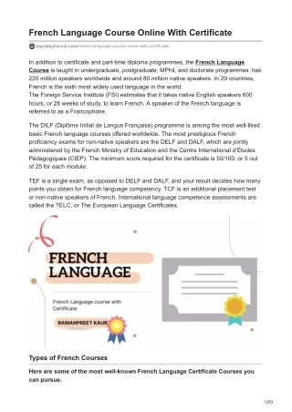 French Language Course Online With Certificate