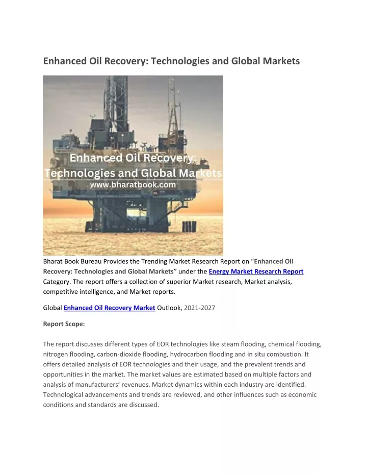 enhanced oil recovery technologies and global