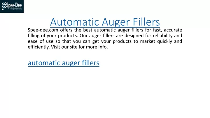 automatic auger fillers