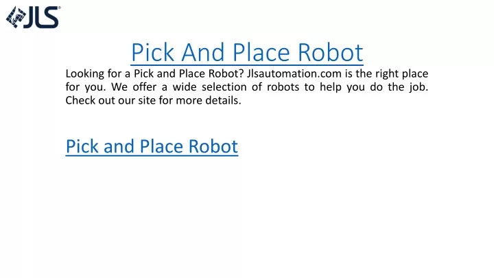 pick and place robot