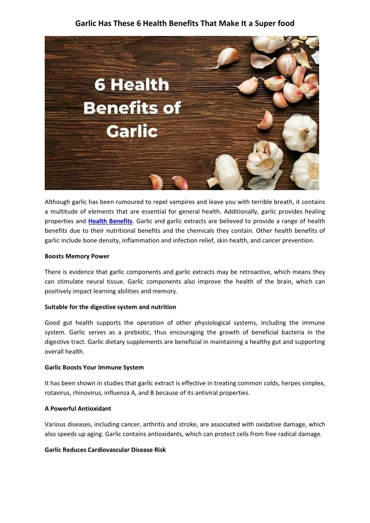 garlic has these 6 health benefits that make