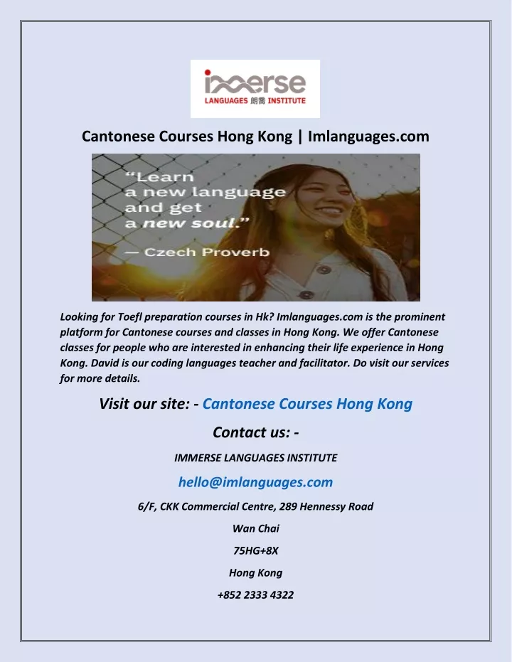 cantonese courses hong kong imlanguages com