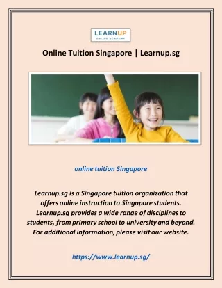 Online Tuition Singapore | Learnup.sg