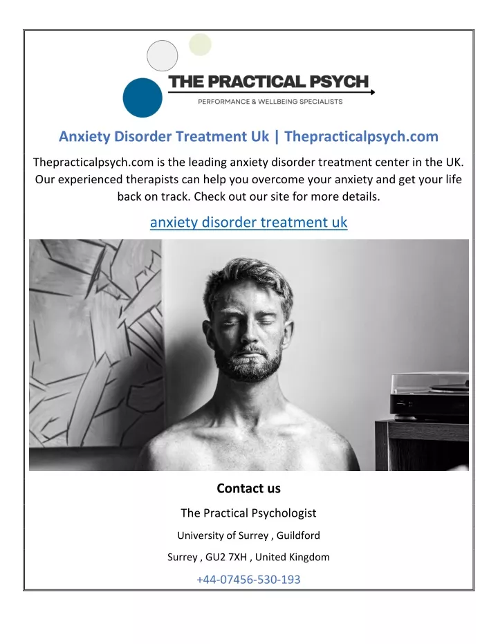 anxiety disorder treatment uk thepracticalpsych