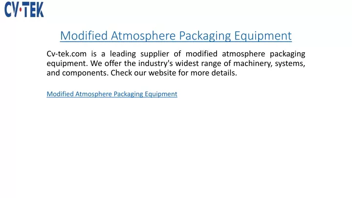 modified atmosphere packaging equipment